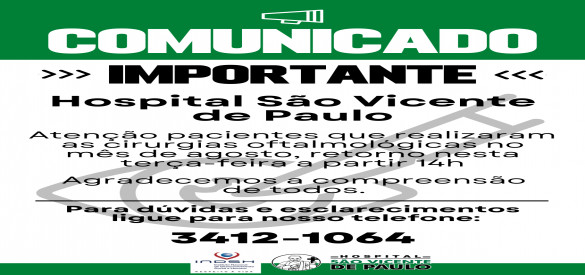 Comunicado Hospital São Vicente de Paulo:
