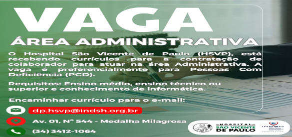 Oportunidade de Trabalho: Área Administrativa